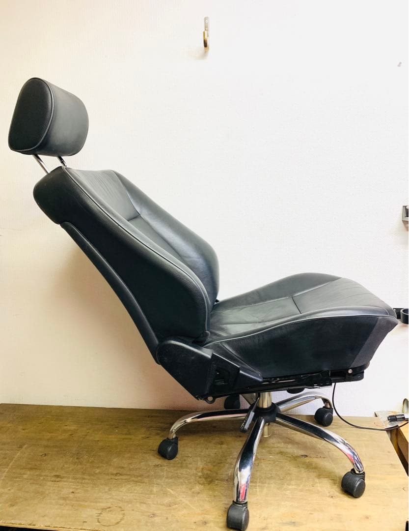 ベンツ 本革シート改 デスクチェア 電動リクライニング ヘッドレスト