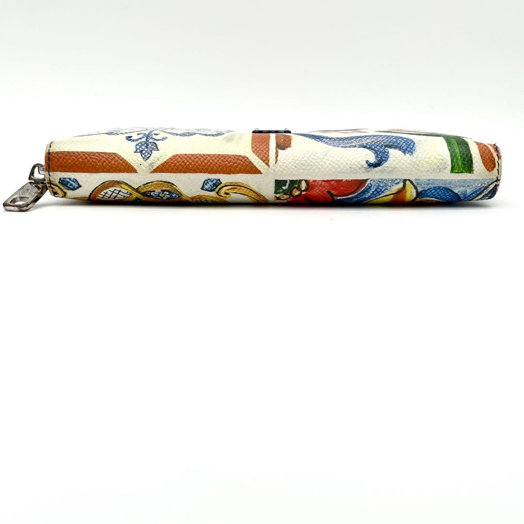 【美品】ドルチェ&ガッバーナ　ラウンドファスナー　マヨリカ柄　レザー　本革