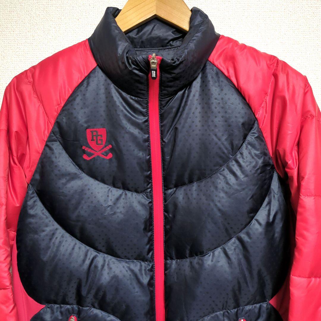 パーリーゲイツ ダウンジャケット ジップ ダウン 赤 チェック フード