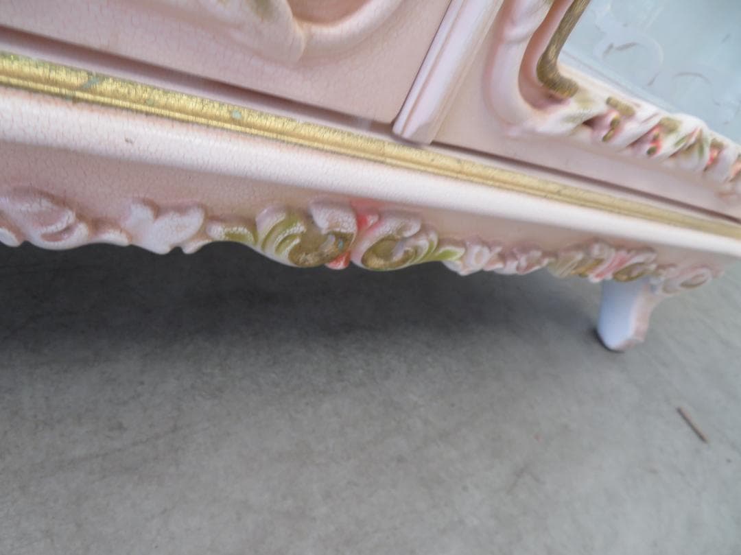 美品■ロココ■姫家具■花柄■ガラスキャビネット■ディスプレイケース■飾り棚■