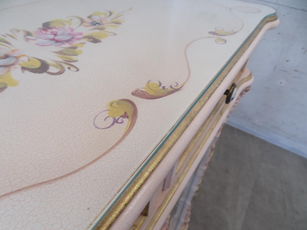 美品■ロココ■姫家具■花柄■ガラスキャビネット■ディスプレイケース■飾り棚■