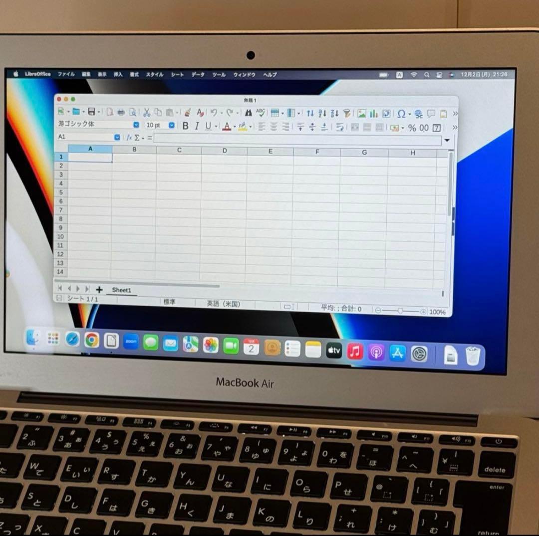 【薄型軽量】MacBook Air 11㌅i5/8GB/128GB 互換オフィス