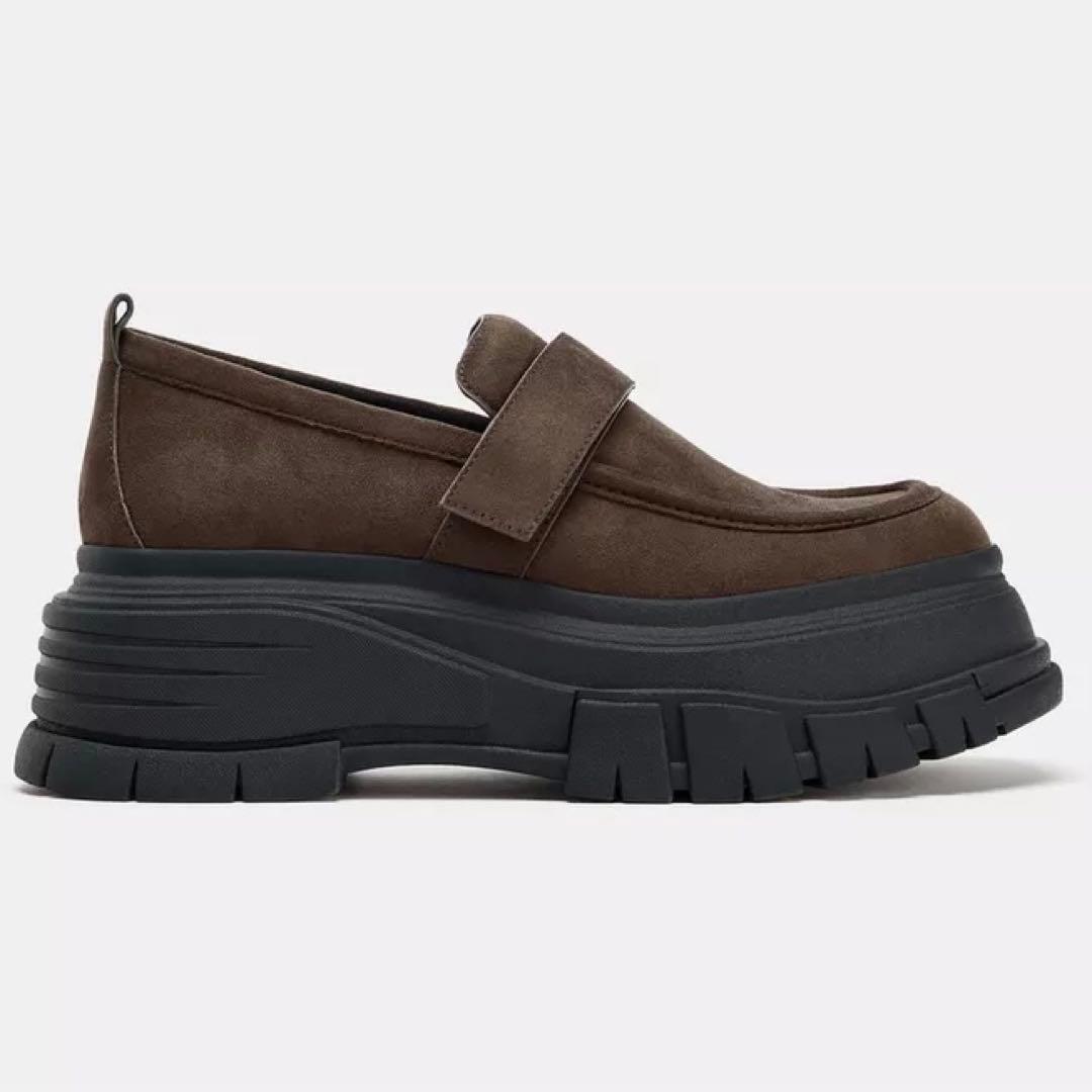 ZARA プラットフォームソールローファー 37サイズ ブラウン 茶色