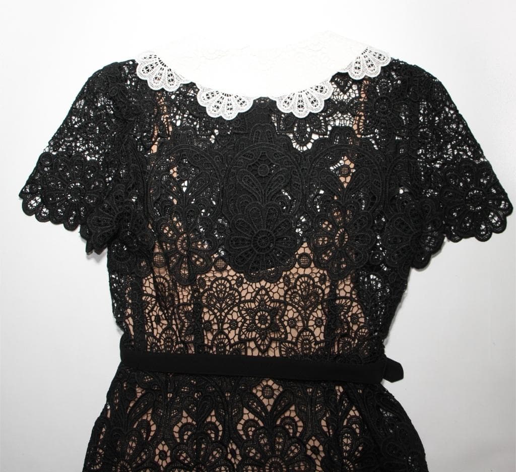 p*u様 セルフポートレイト ワンピース ギピュールレース 黒 UK8 未使用