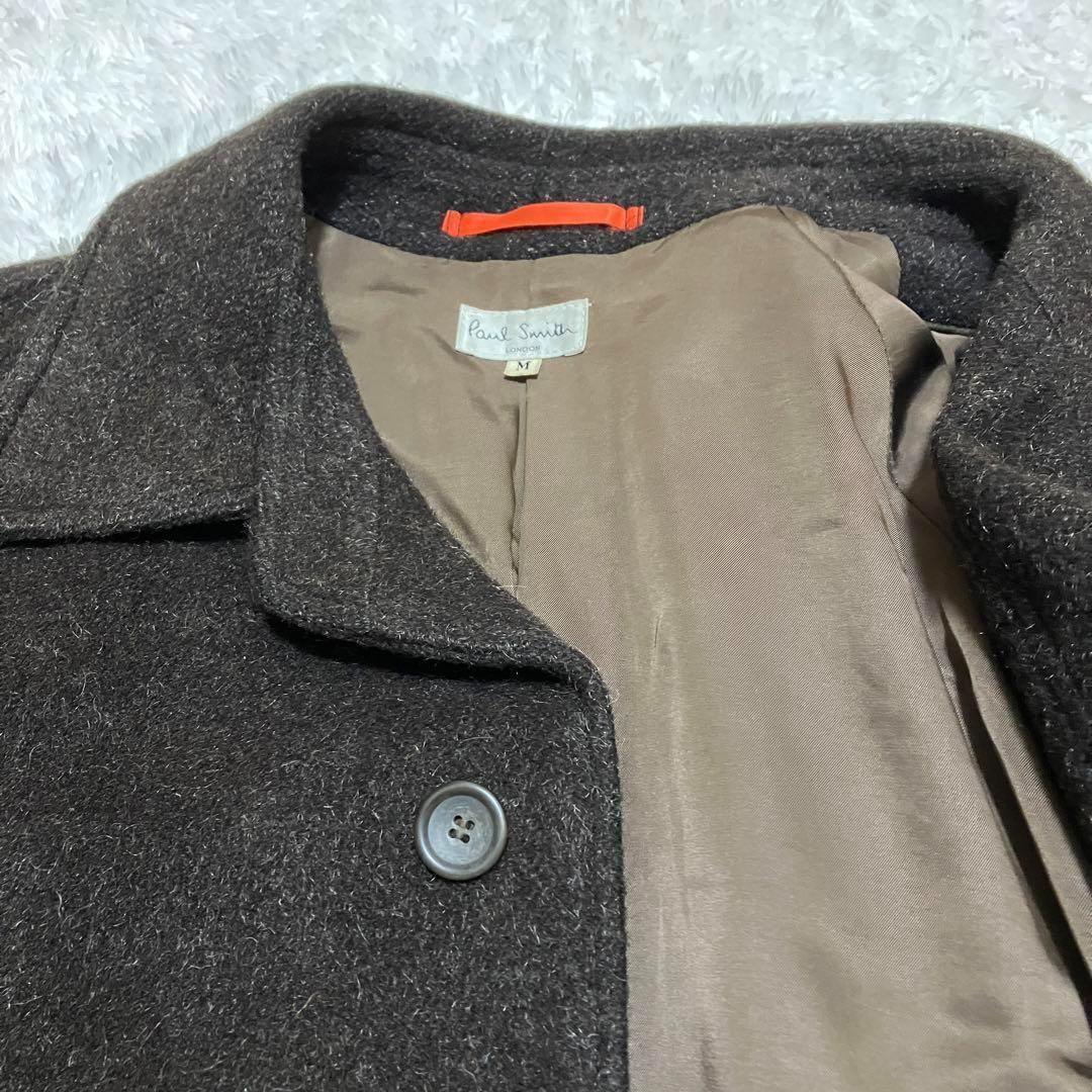 ポールスミス　ステンカラーコート　肉厚ウール　ロング丈　ベルト付き　ブラウン　M