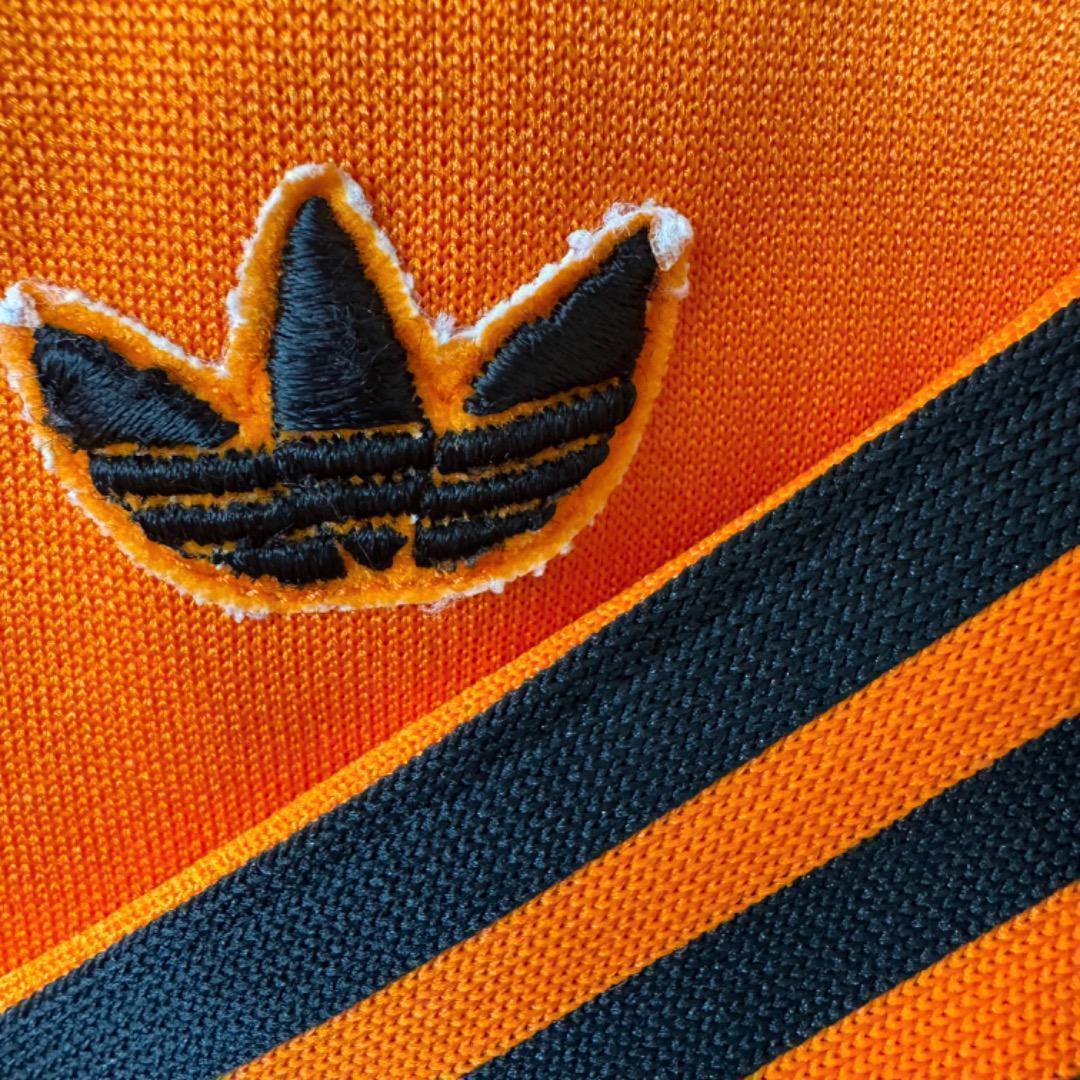 【希少】アディダス ジャージ オレンジ 黒 7号 2XL トレフォイルロゴ