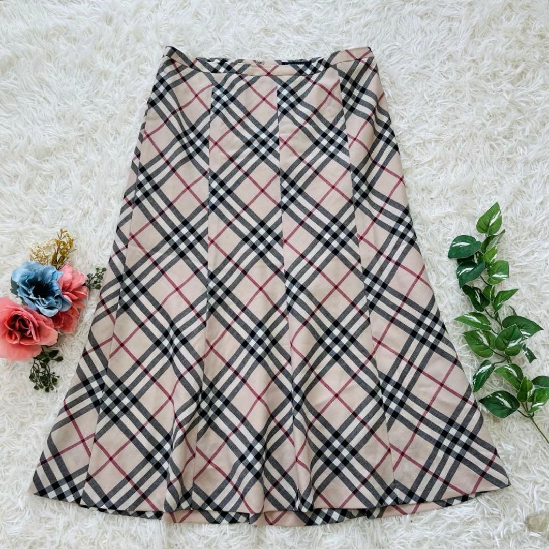 美品XL✨バーバリーロンドン　ノバチェックフレアスカート　メガチェック三陽商会