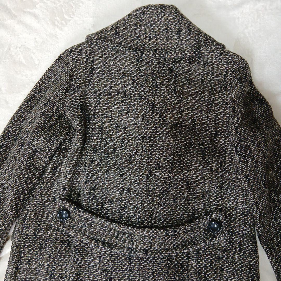 Max Mara ブラウン系ツイード ダブルブレスト ロングコー白タグ36