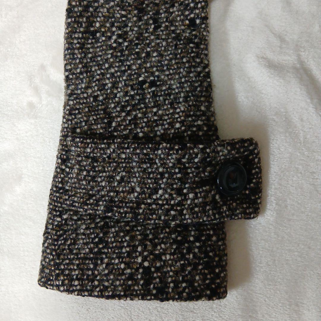 Max Mara ブラウン系ツイード ダブルブレスト ロングコー白タグ36