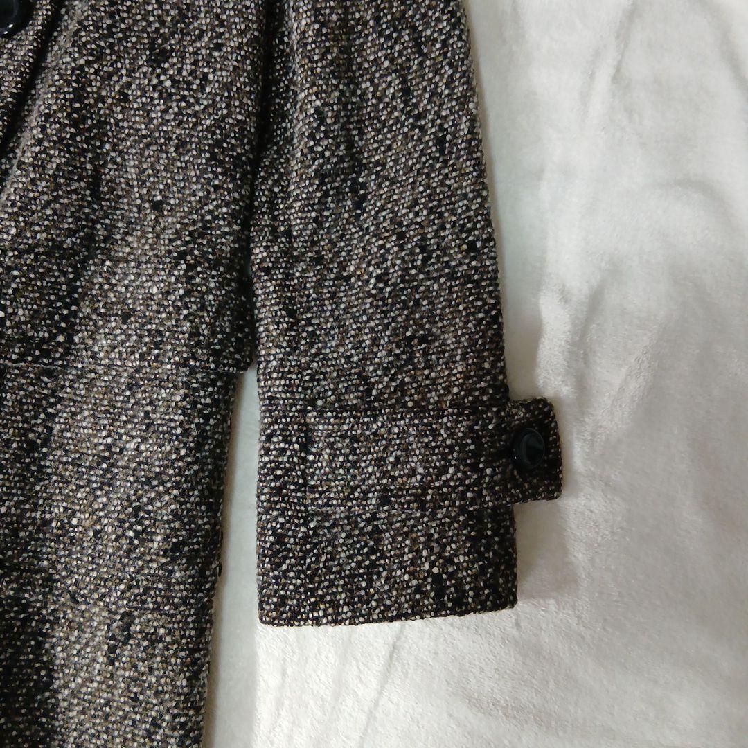 Max Mara ブラウン系ツイード ダブルブレスト ロングコー白タグ36