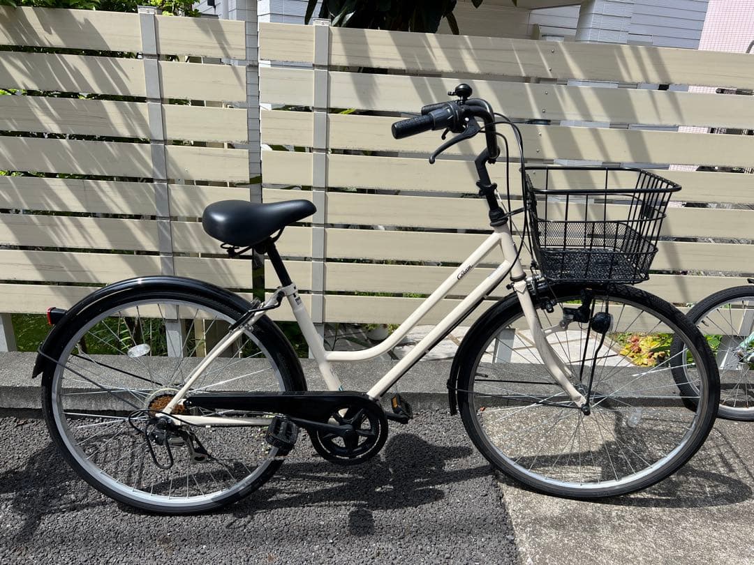 【引取り限定】あさひ　シティサイクル 26型　6段変速　オフホワイト　良品