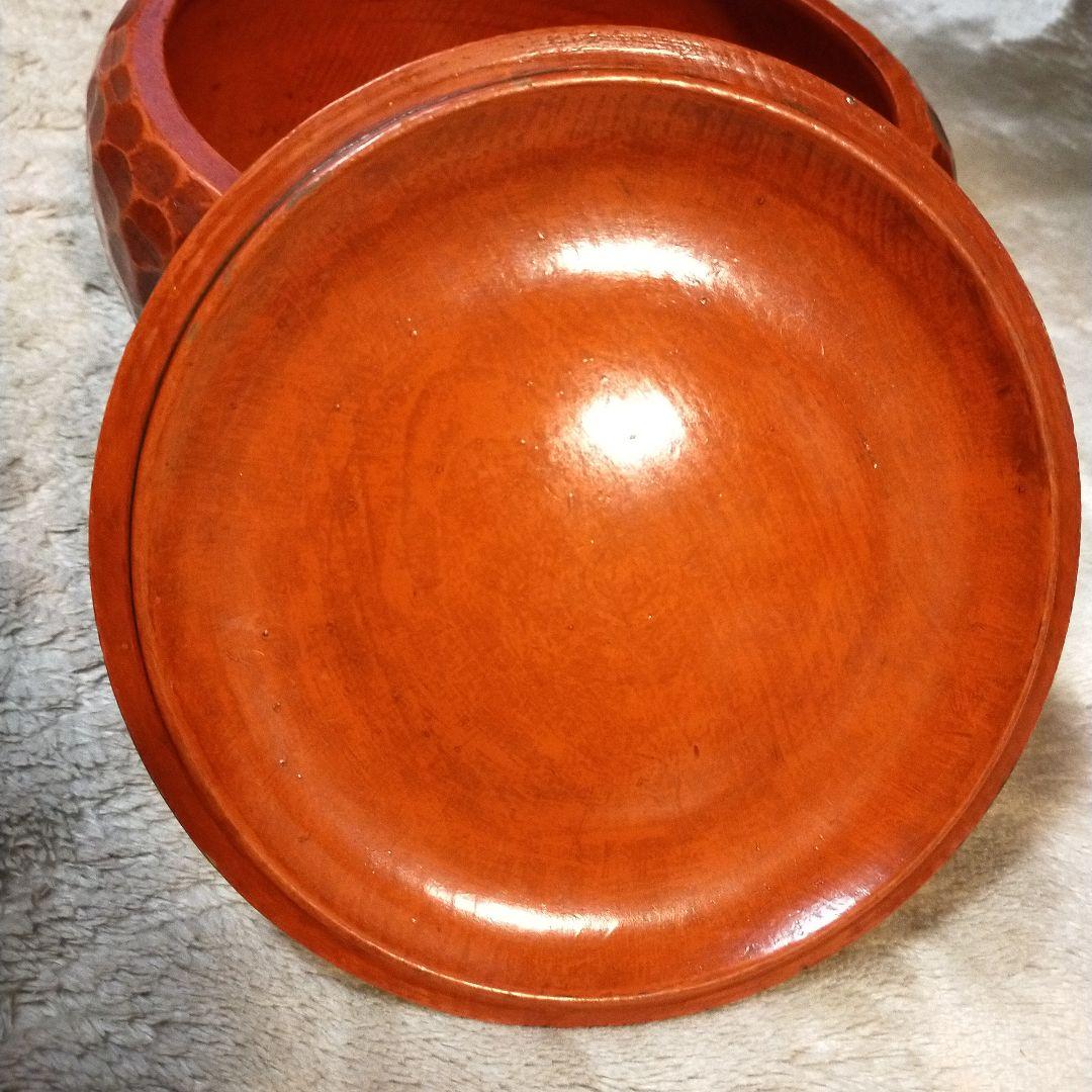 昭和レトロ　ヴィンテージ　木製　鎌倉彫　無垢材　お盆付きおひつ