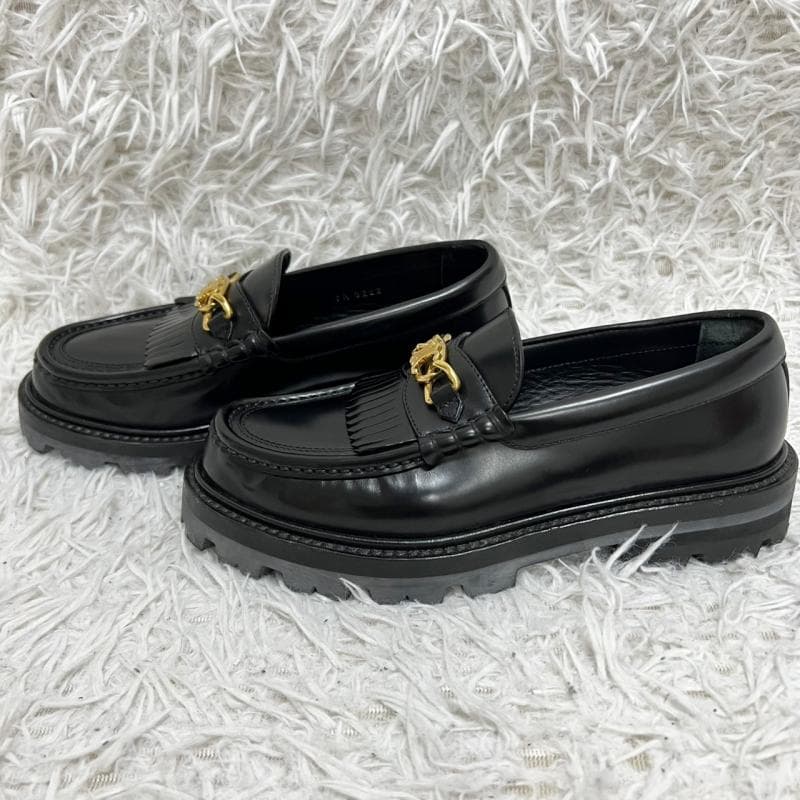 CELINE ローファー トリオンフ マーガレット フリンジ ブラック