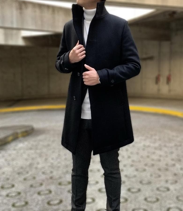 美品☆ジュンハシモト　super100’sウール　スタンドカラーコート　サイズ２