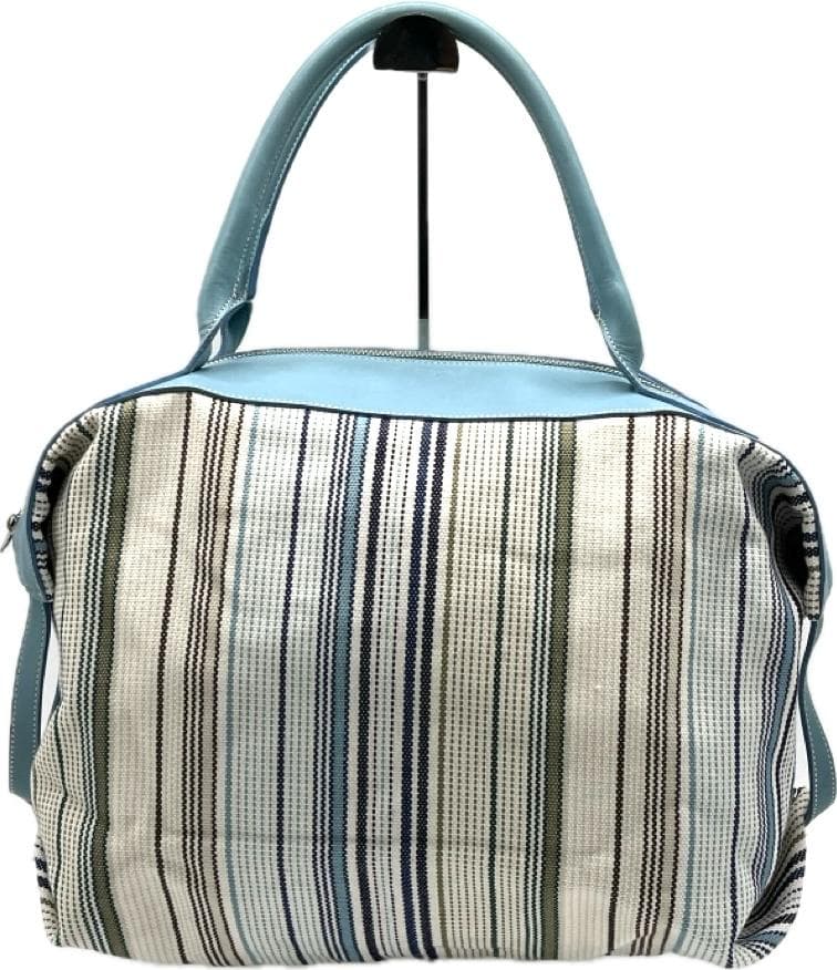 ヴィヴィアンウエストウッド ボストンバッグ ストライプ柄 水色 オーブ