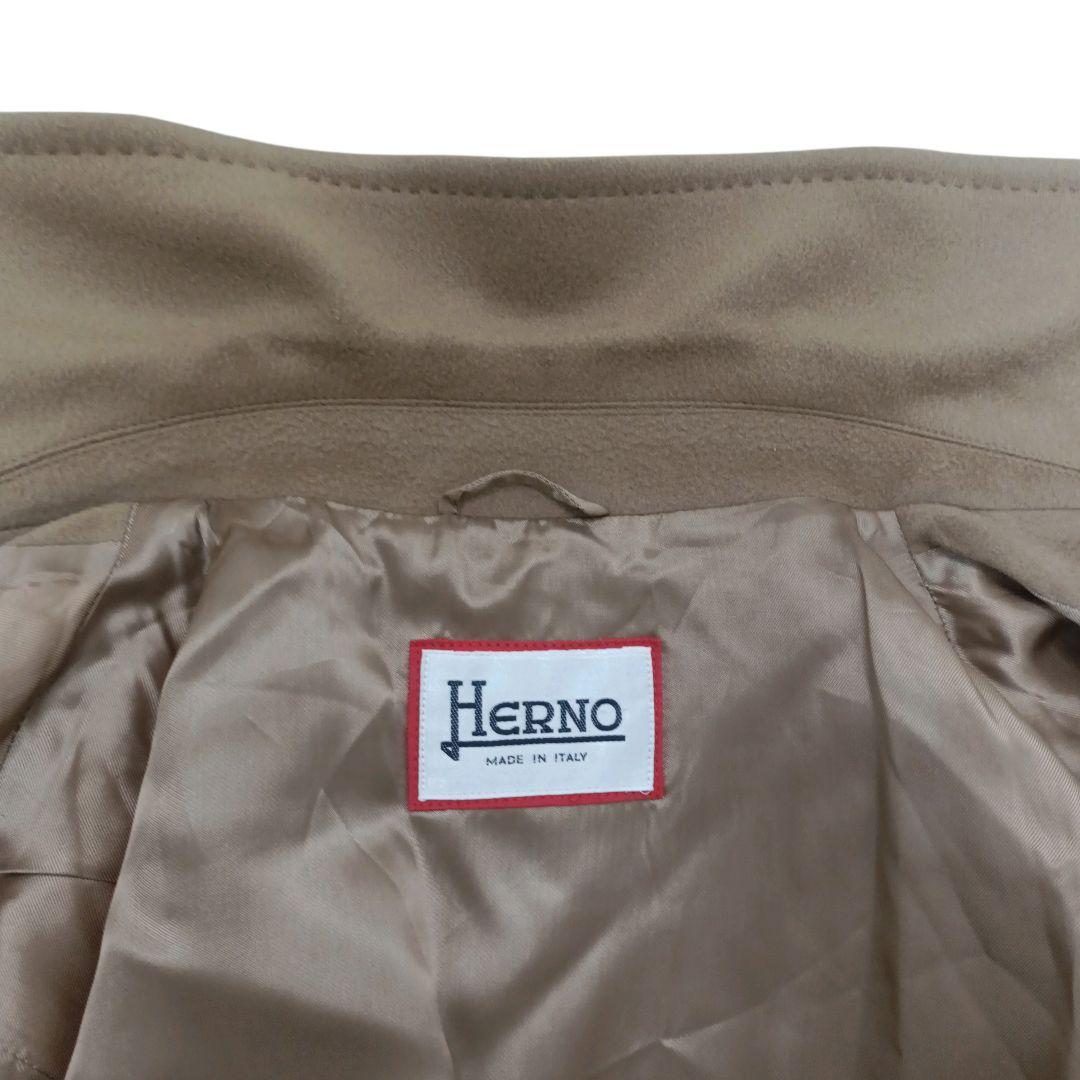 2XL✨HERNO カシミア 馬のリボン 裏地総柄 ロングコート ハニーベージュ