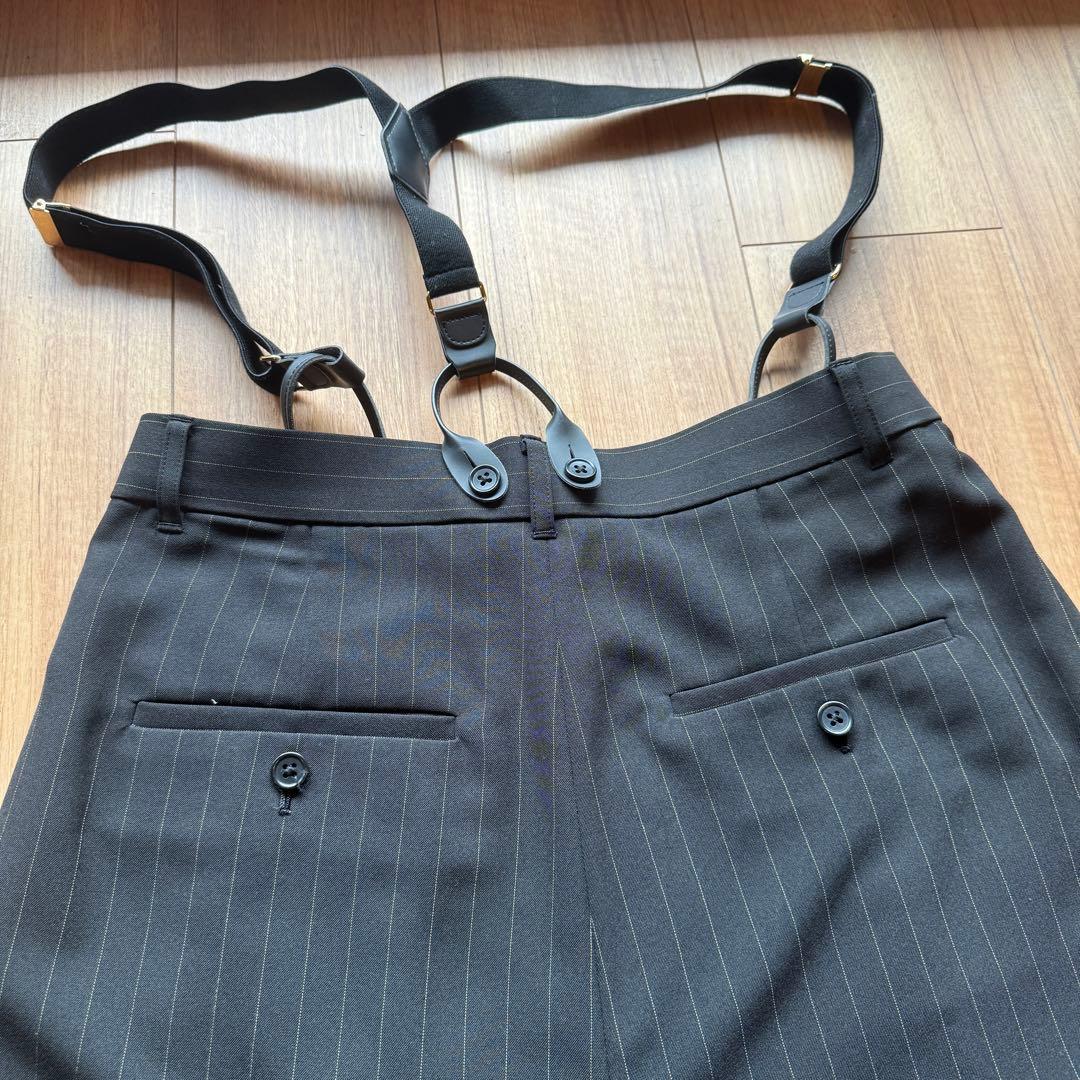 美品　カレンソロジー　黒ピンストライプ　サスペンダーパンツ　フリーサイズ
