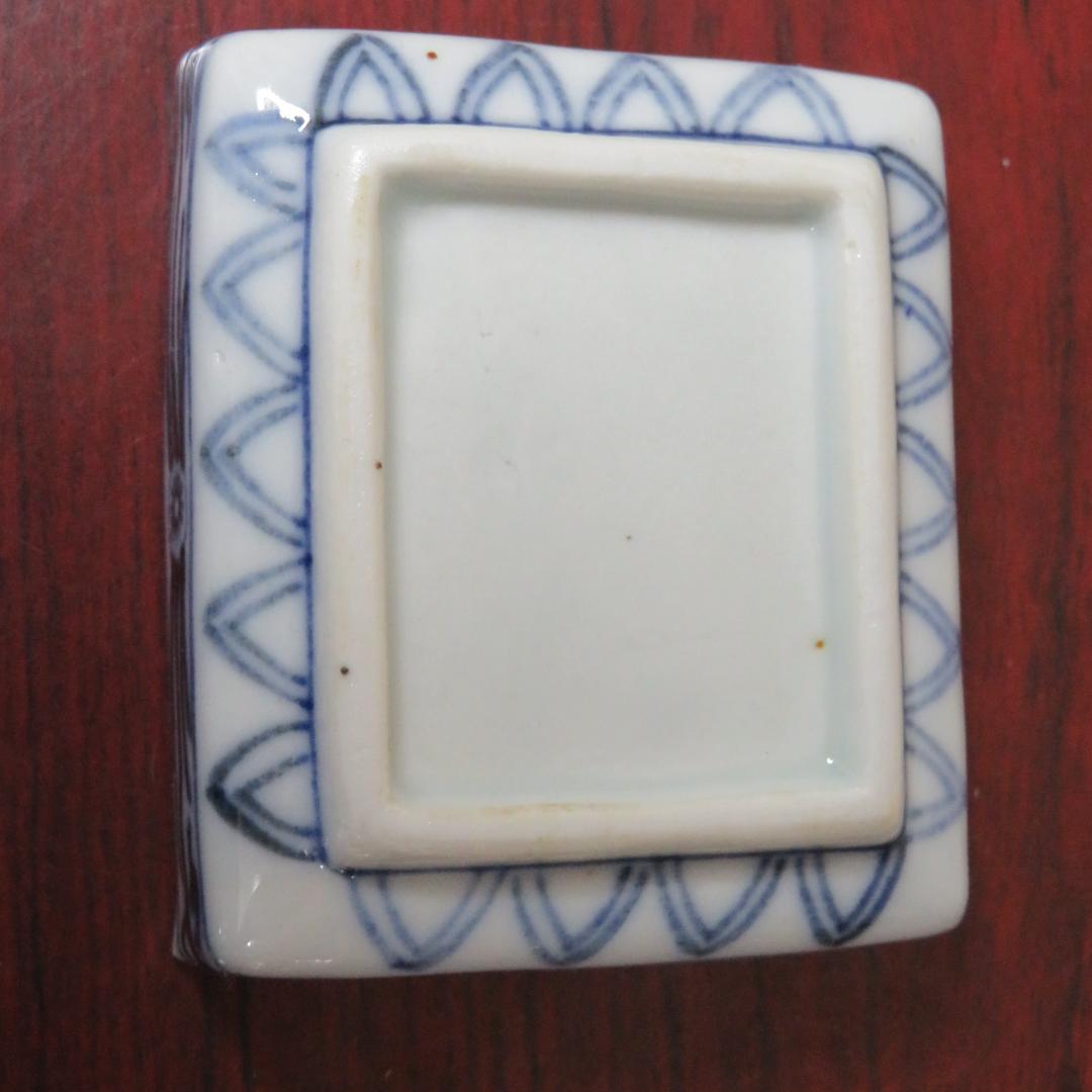 小皿 5枚 角皿 醤油皿 人物 染付 小皿 5枚 角皿 醤油皿 人物 染付