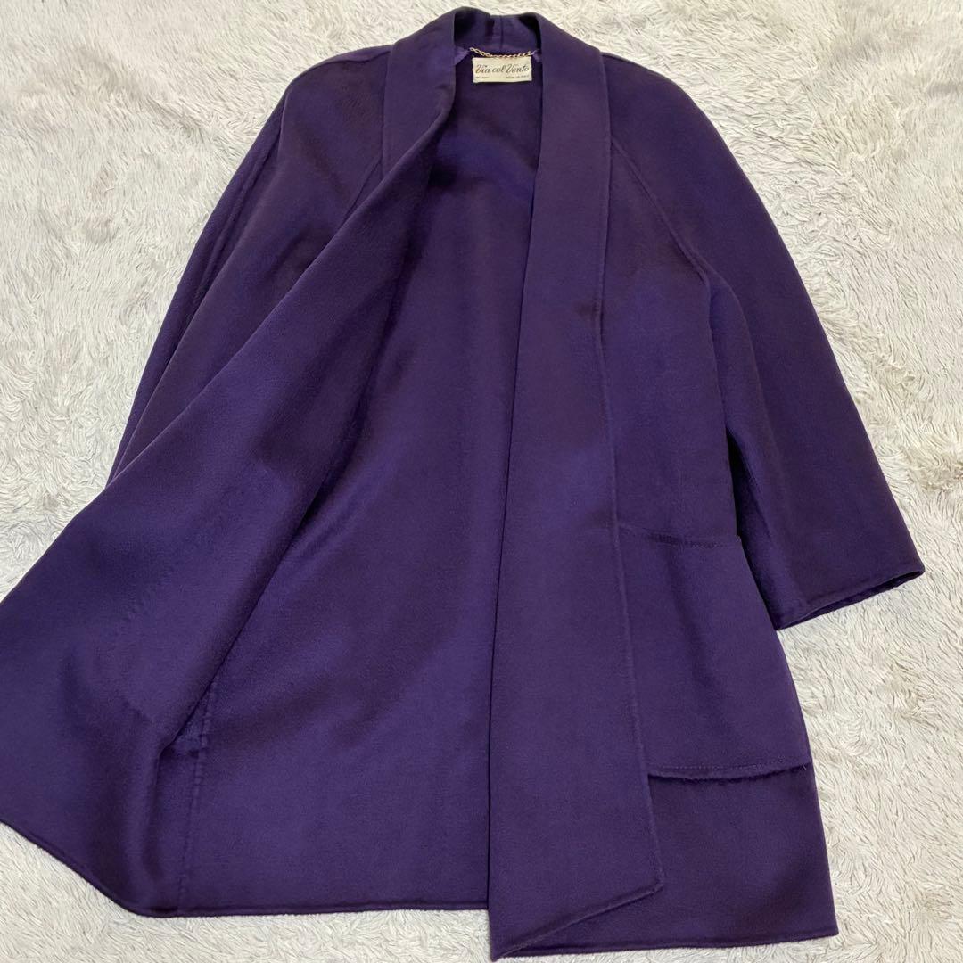 PIACENZA カシミヤ100% 女優襟 女優コート 紫 パープル 最高級