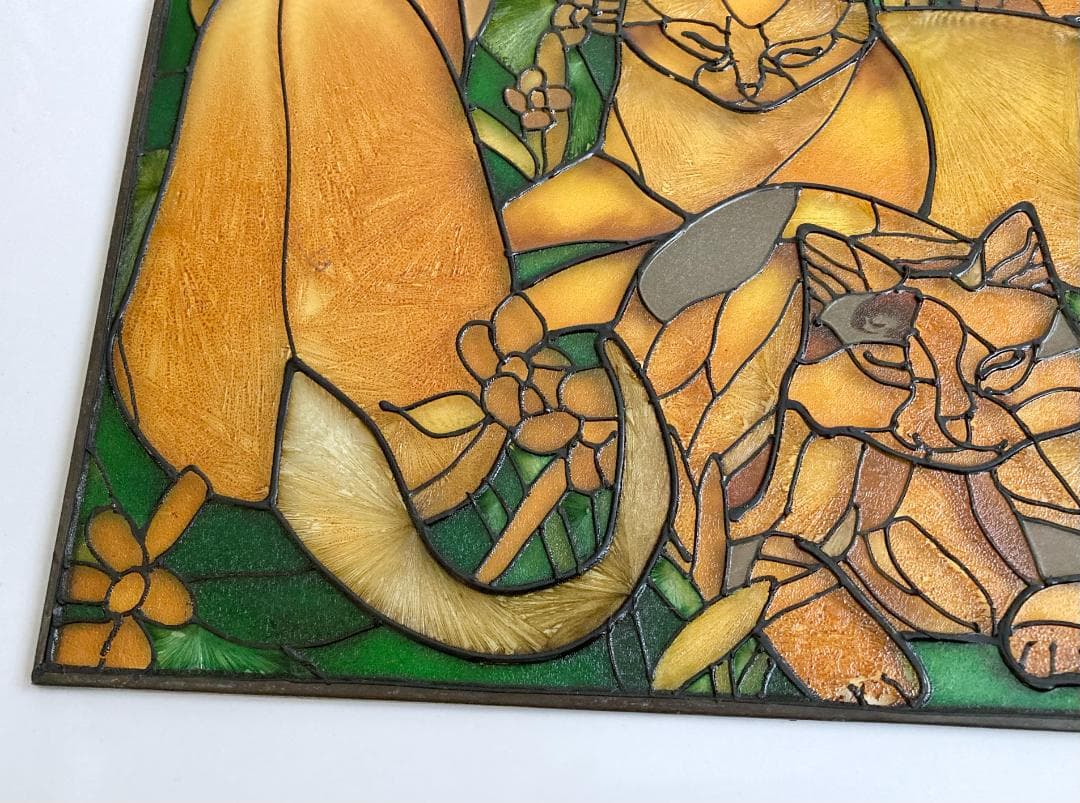 2001年 大判 ティファニー キャット ジョン・ベーカー ステンドグラス