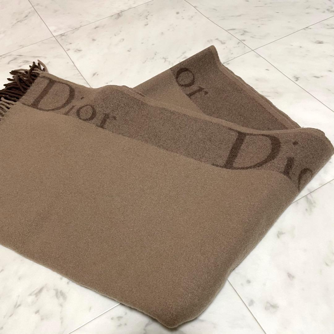 クリスチャンディオール✨大判ストール ショール 膝掛け デカロゴ カシミヤ混