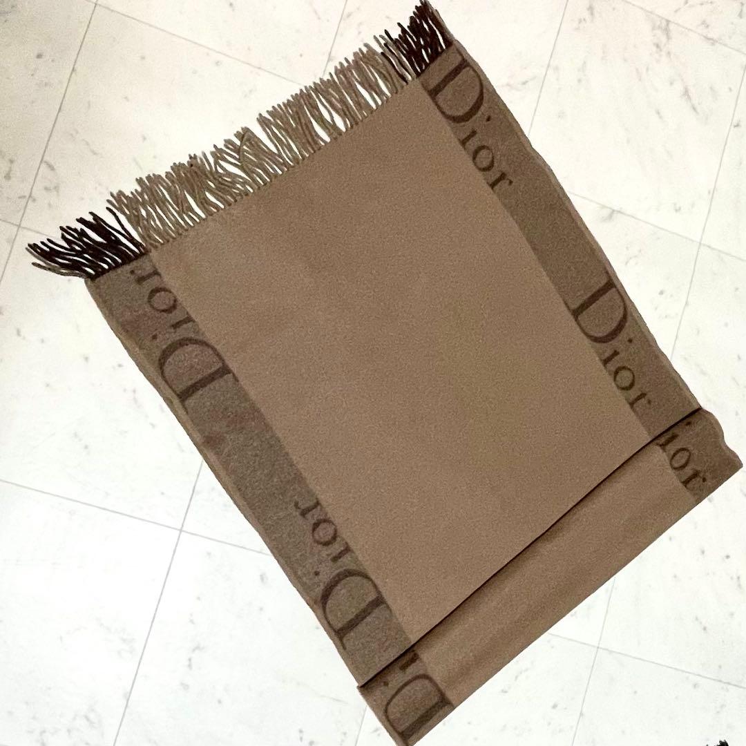 クリスチャンディオール✨大判ストール ショール 膝掛け デカロゴ カシミヤ混