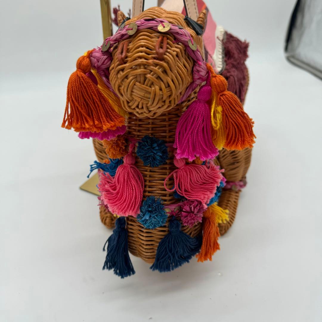 稀少】 ケイトスペード ラクダ らくだ ハンドバッグ ラタン タッセル