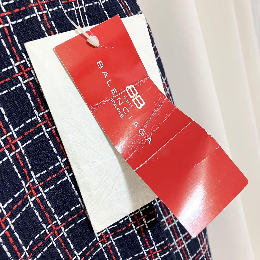 新品 バレンシアガゴルフ ストレートパンツ ネイビー 金ボタン 裾上げ前