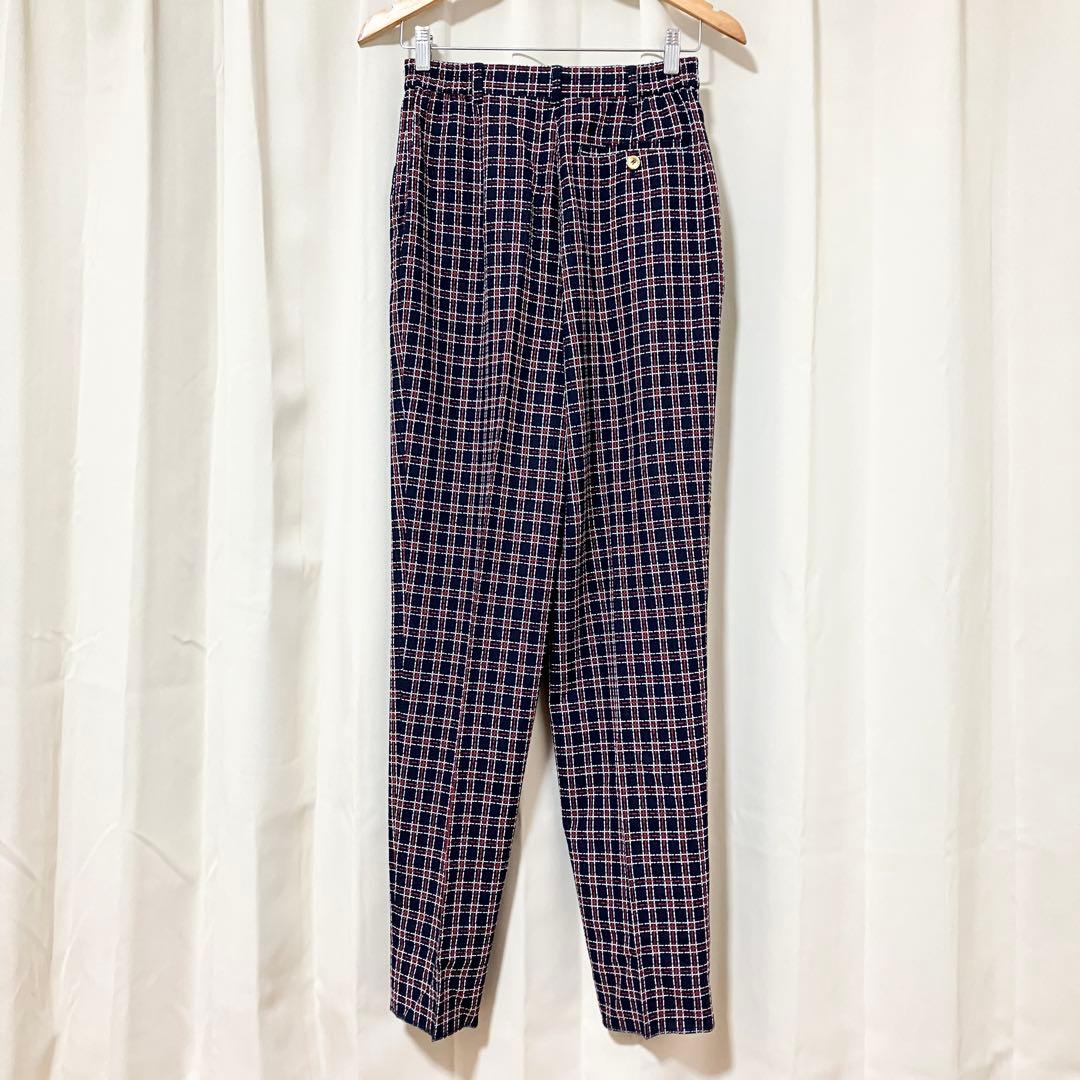 新品 バレンシアガゴルフ ストレートパンツ ネイビー 金ボタン 裾上げ前