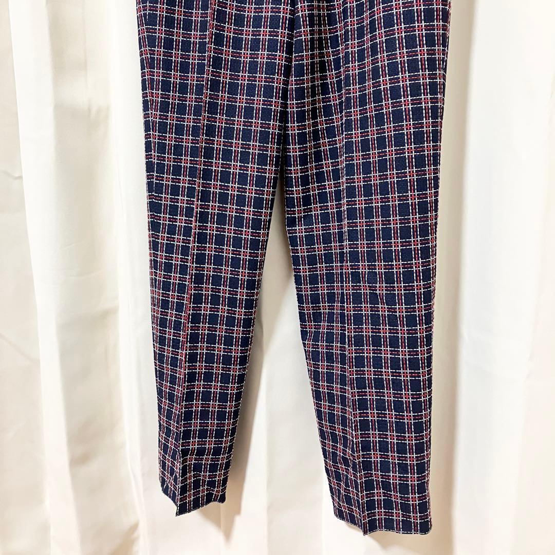 新品 バレンシアガゴルフ ストレートパンツ ネイビー 金ボタン 裾上げ前