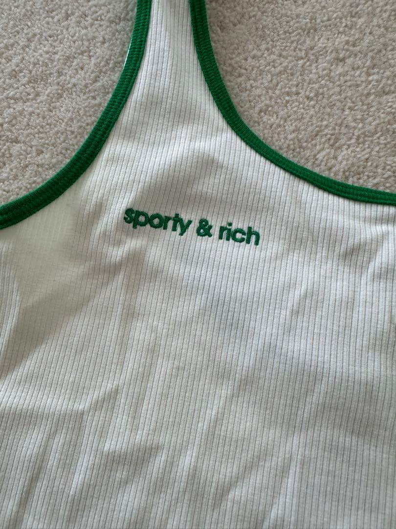 adidas sporty & rich タンクトップ ホワイト/グリーン