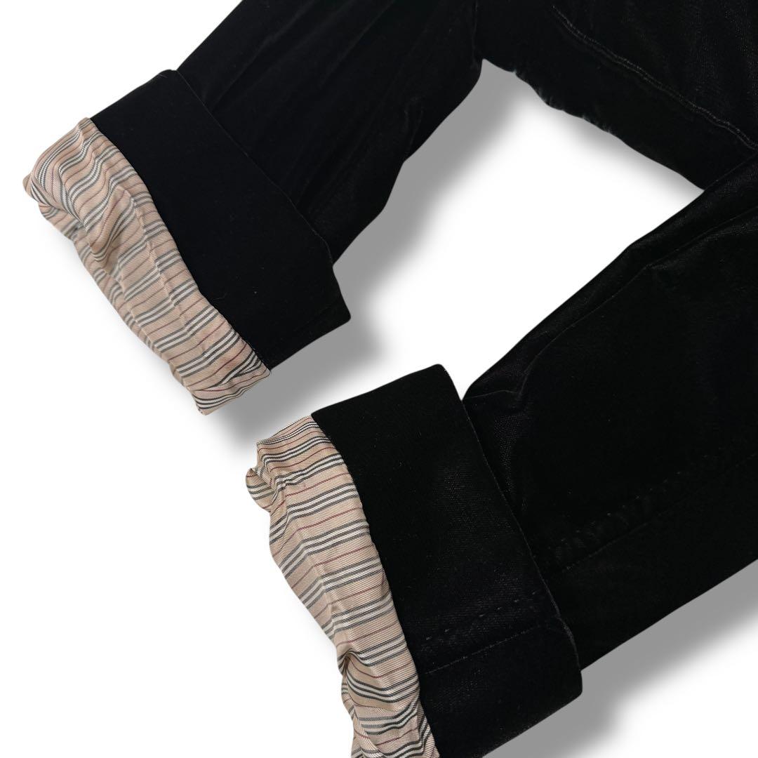 未使用級 バーバリーブラックレーベル ベロア ノバチェック ロングコート 黒 M