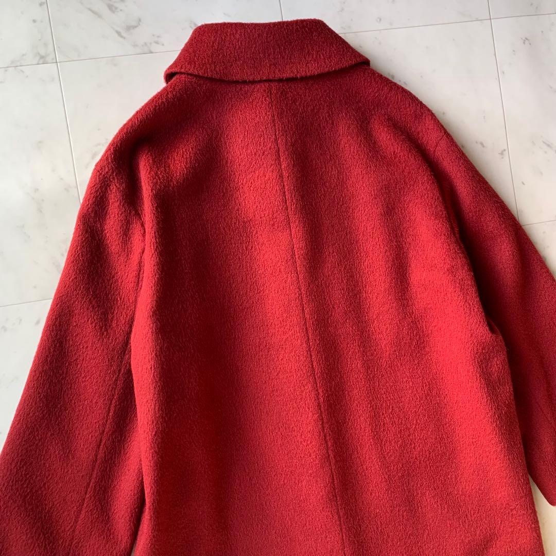 ハナエモリ アルパカウールシャギーコート モッサコート 日本製 赤系