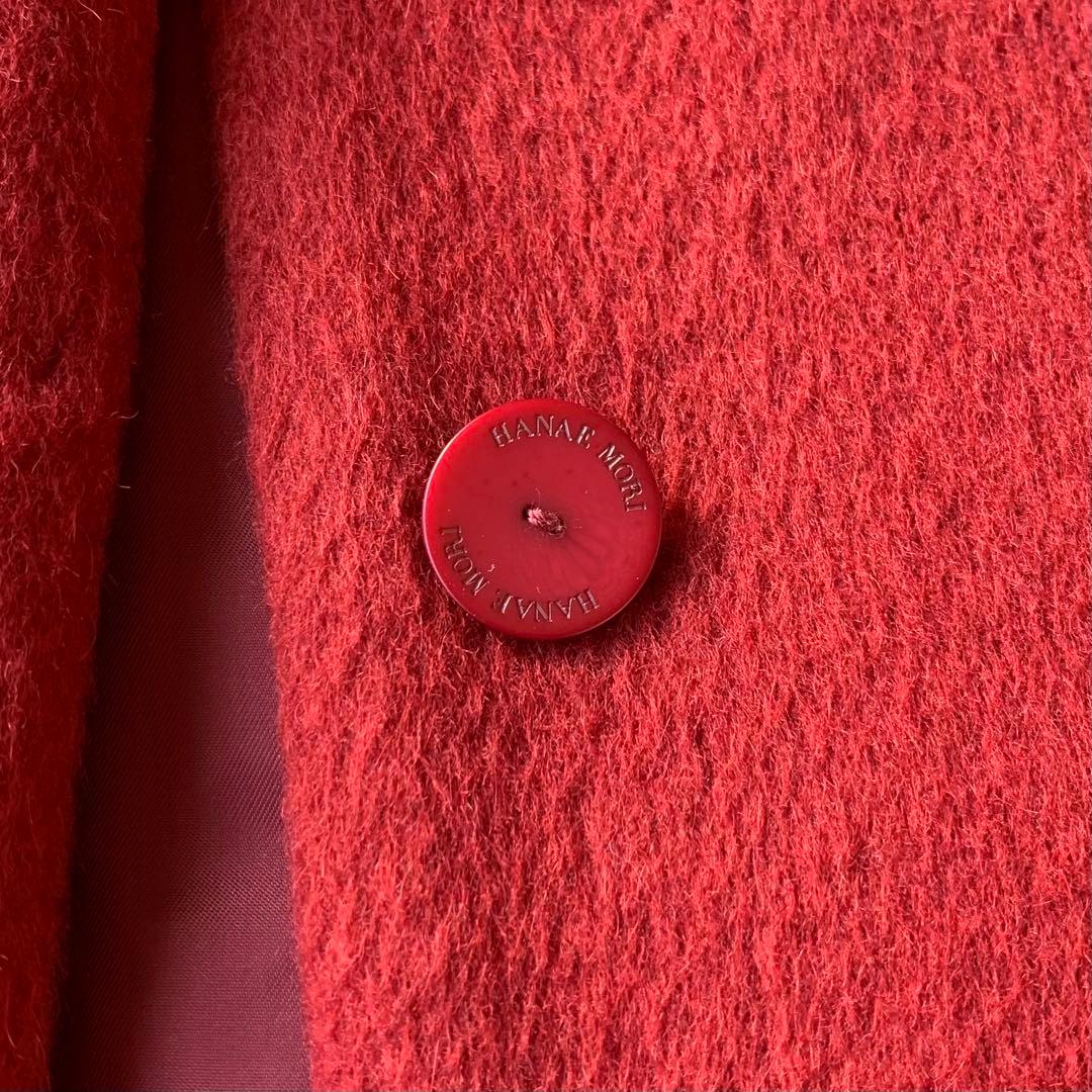 ハナエモリ アルパカウールシャギーコート モッサコート 日本製 赤系