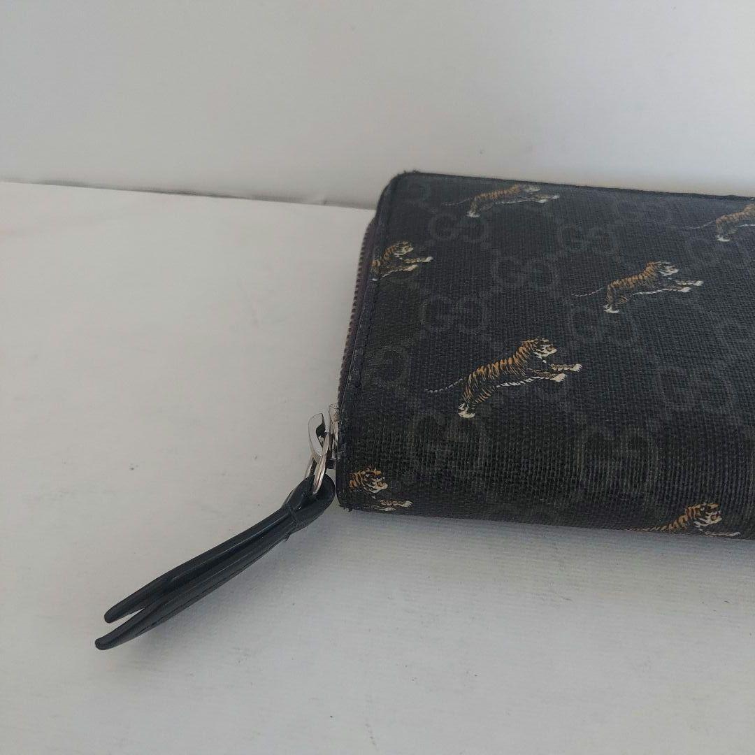 ☆美品☆GUCCI GGスプリーム レザー ラウンドファスナー 虎　長財布
