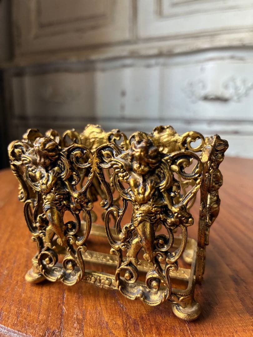 フランス　アンティーク　オルモル　香水瓶　ホルダー　真鍮　エンジェル　天使　レア