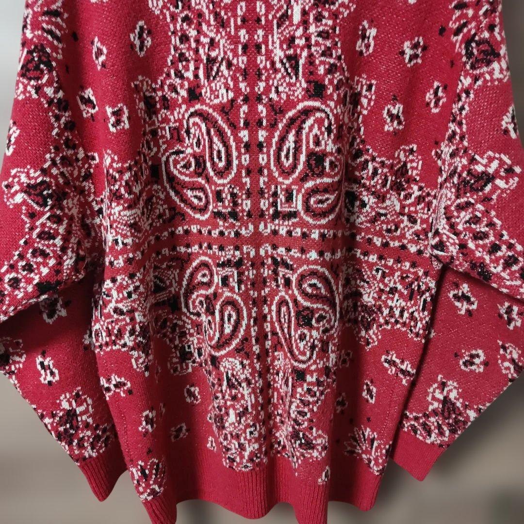 極美品FATドットバンダナ柄カーディガンGANDANAサイズSKINNY(L)赤