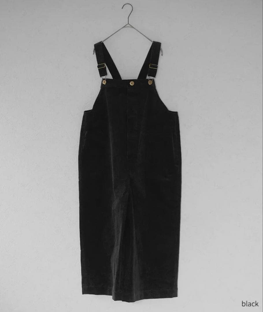 Unliens ブラック コットンサロペット ワイドレッグ