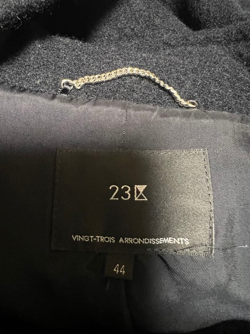 ２３区　ニジュウサンク　アンゴラ混　フーデットコート　ブラック　４４