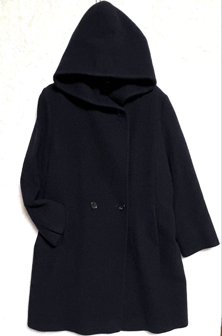 ２３区　ニジュウサンク　アンゴラ混　フーデットコート　ブラック　４４
