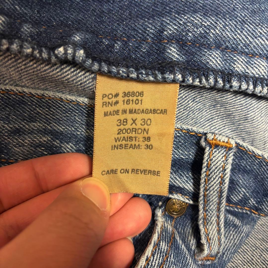 ダブルニーデニムW38 L30 ペインターパンツ フェードデニム リアル