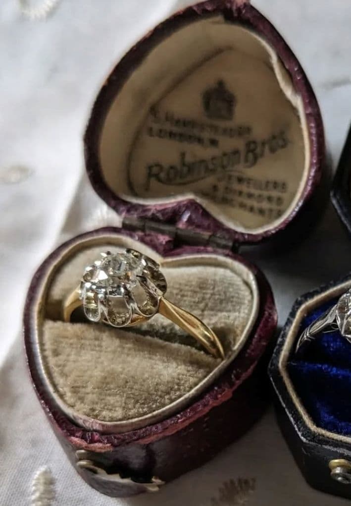 LoW9　アンティークハート型＋8角ジュエリーボックス２点セット