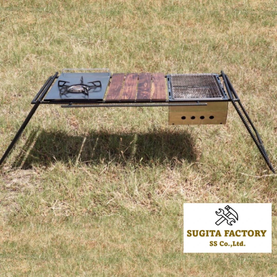 檜無垢材　スノーピークIGT対応アイアンテーブル　キャンプテーブル　ローテーブル