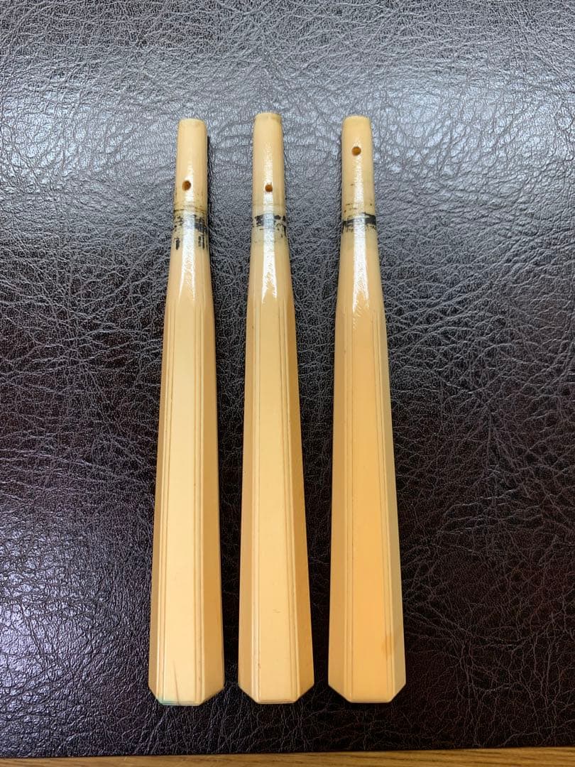 最高級天然素材　三味線糸巻き3本セット　細棹　中棹　素六面取り