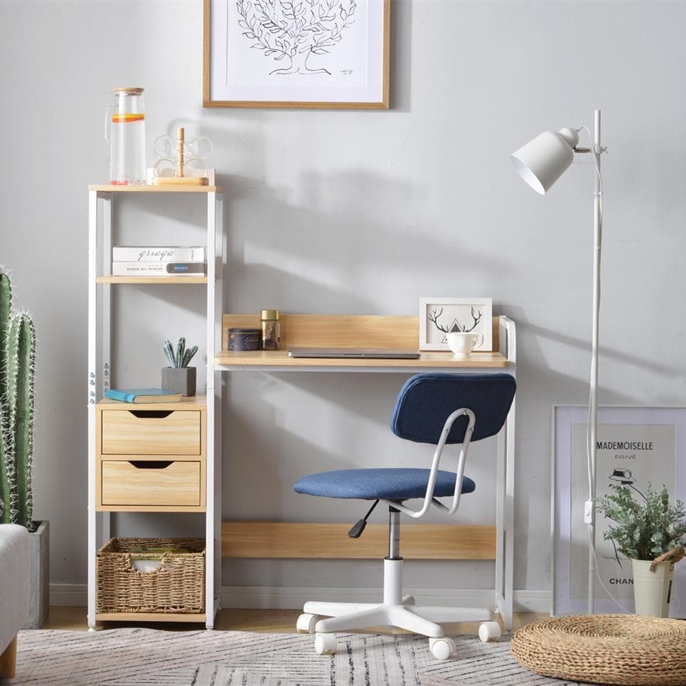 【ナチュラル】パソコンデスク引き出し付き3段シェルフ付パソコンデスク学習机 楽天市場】【9ヶ月保証付】鍵付きパーソナルデスク2点セット 幅90cmの