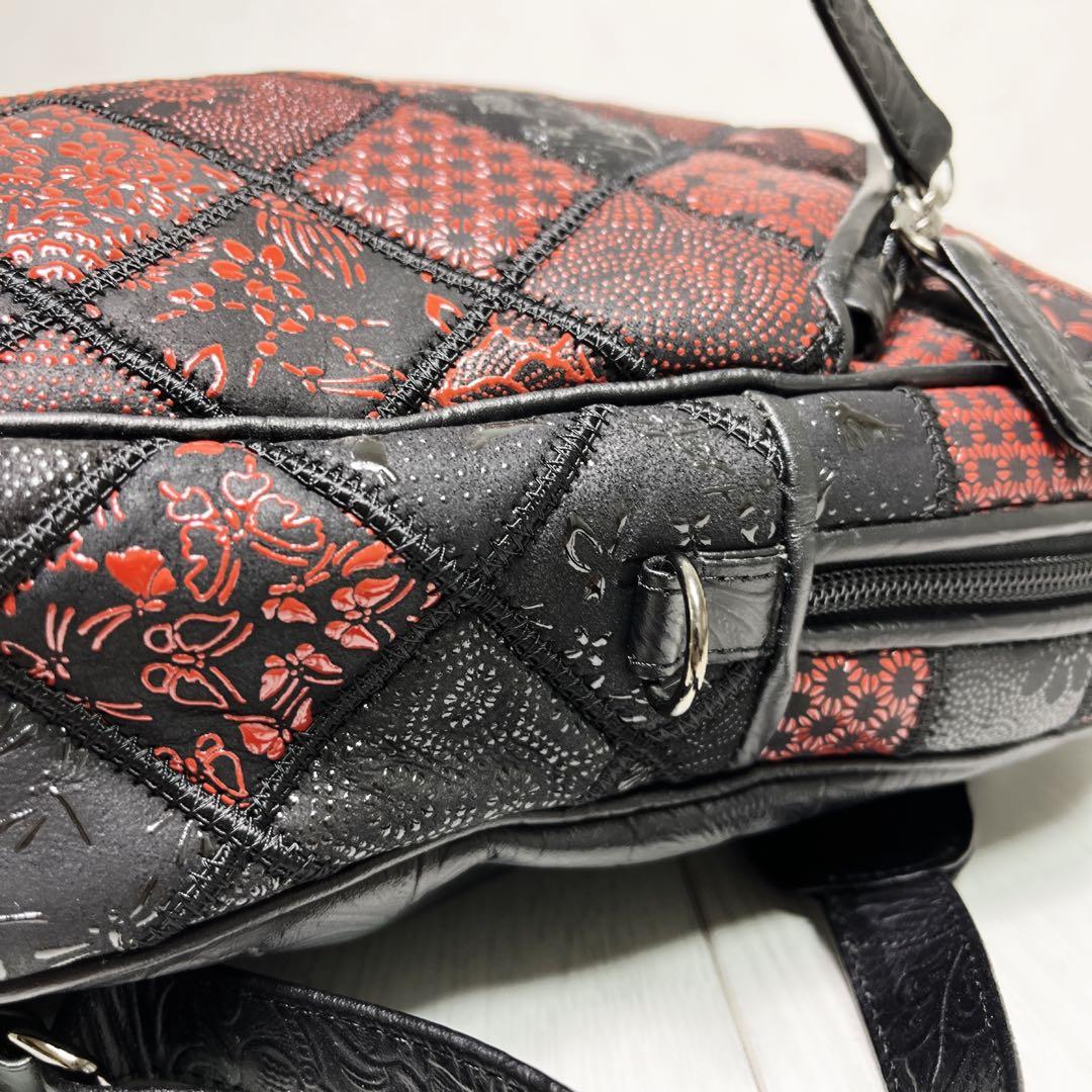 【未使用級】✨江戸三紅印傳屋 パッチワークデザイン リュック バックパック