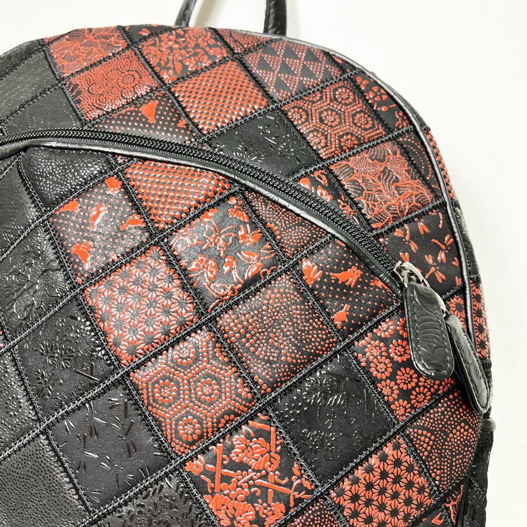 【未使用級】✨江戸三紅印傳屋 パッチワークデザイン リュック バックパック