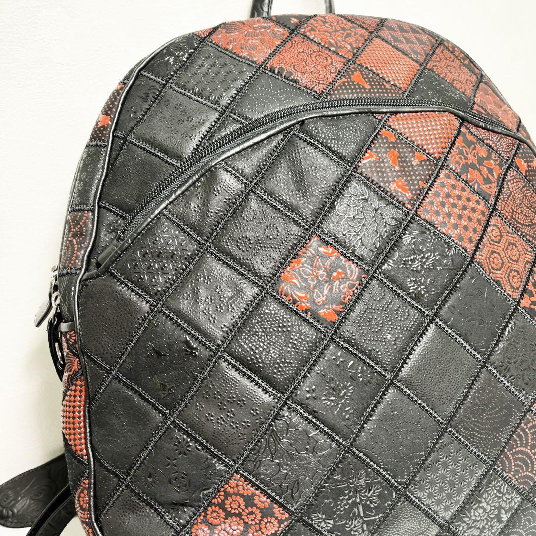 【未使用級】✨江戸三紅印傳屋 パッチワークデザイン リュック バックパック