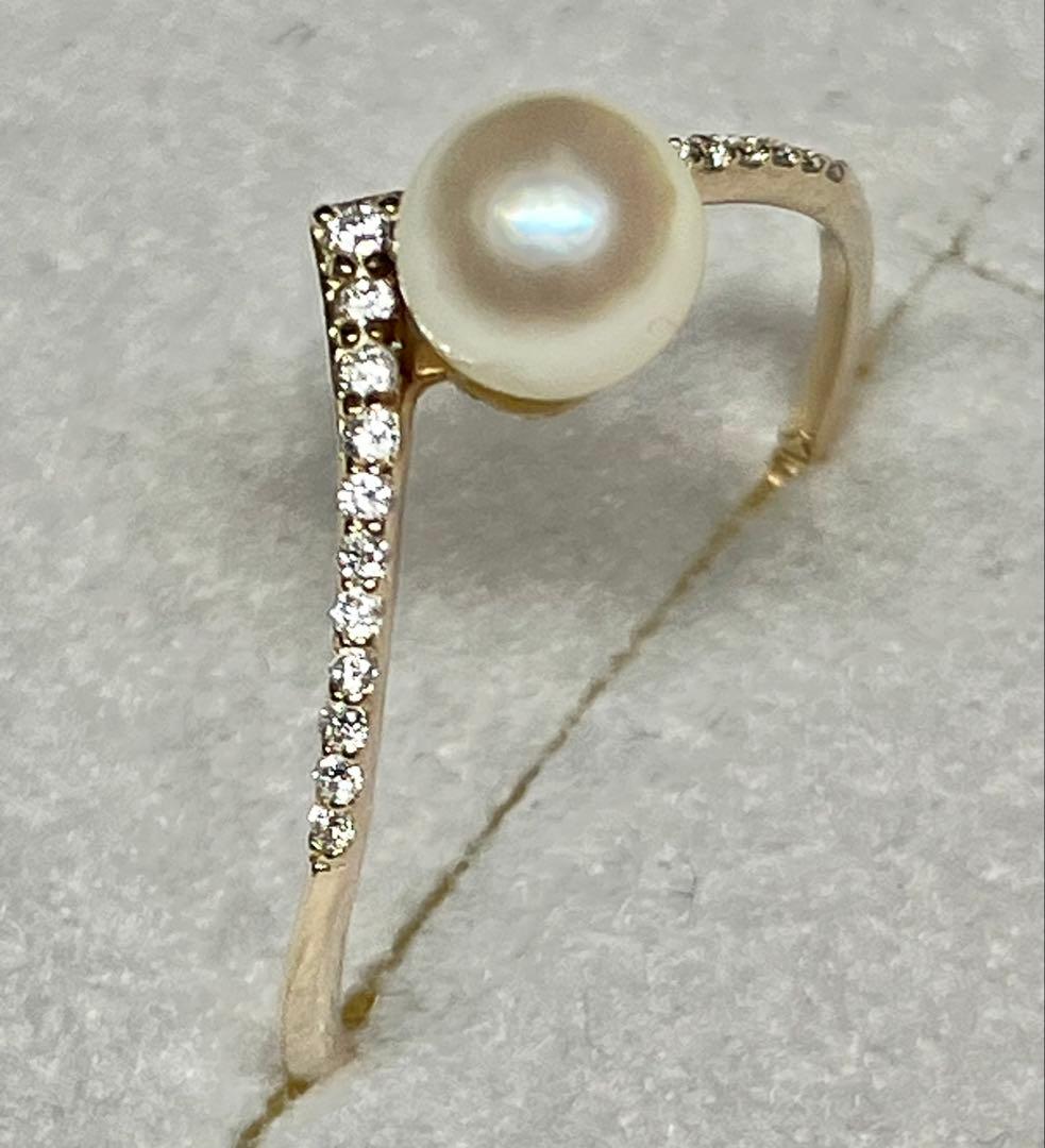 本日限定値　美品 K10+アコヤ真珠+ダイヤモンド リング(Lilas)