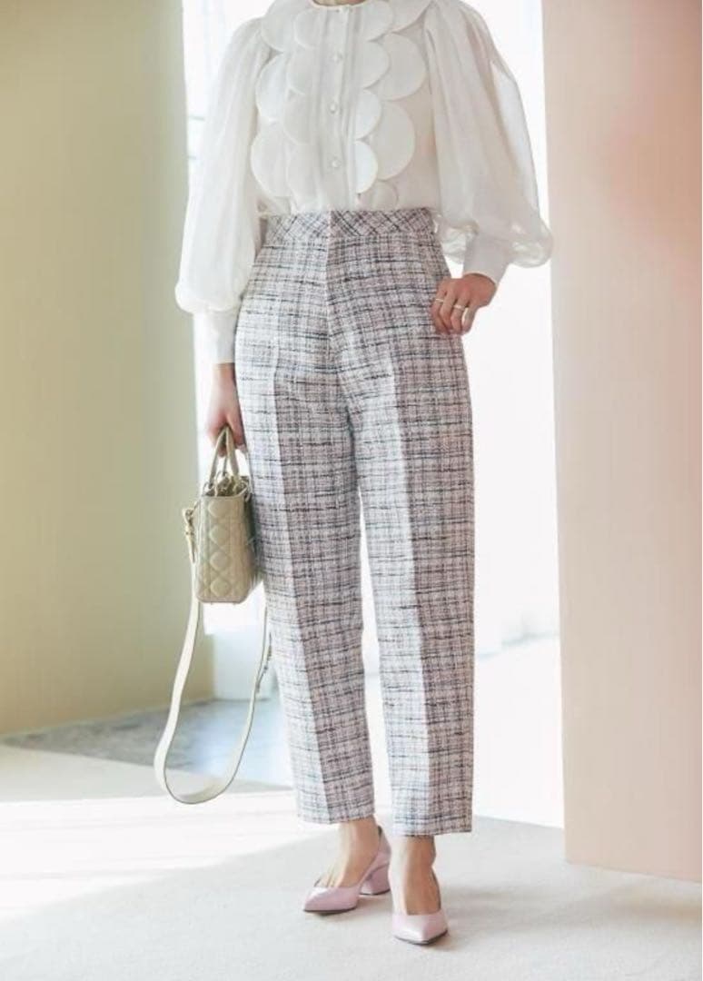 新品✨SEVENTENbyMIHOKAWAHITO ツイードパンツ グリーンM